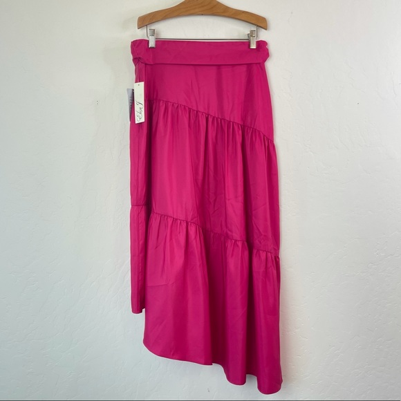Eliza J Asymmetrical Ruffle Tie-Front Midi Skirt - Picture 6 of 14